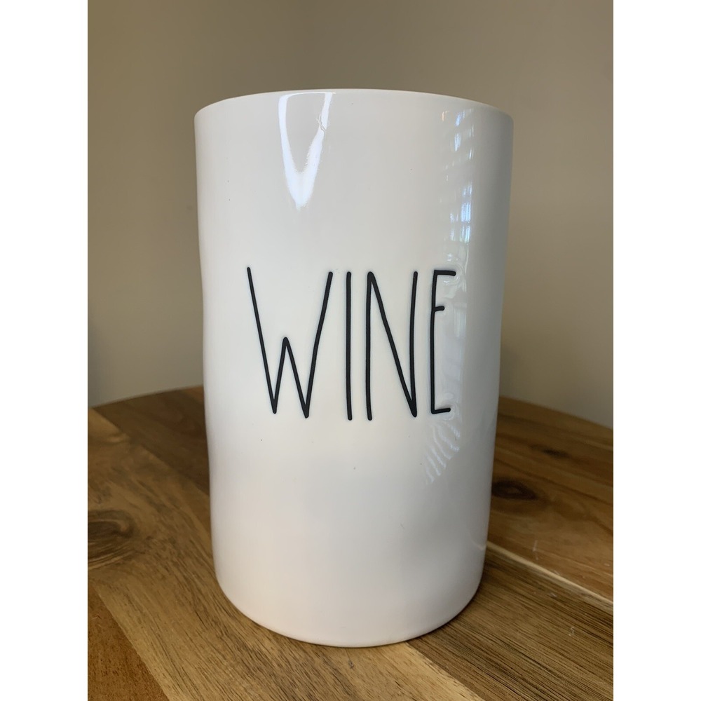 Rae Dunn Wine Cooler Chiller Bucket Holder Canister White New Black Letters Gift
